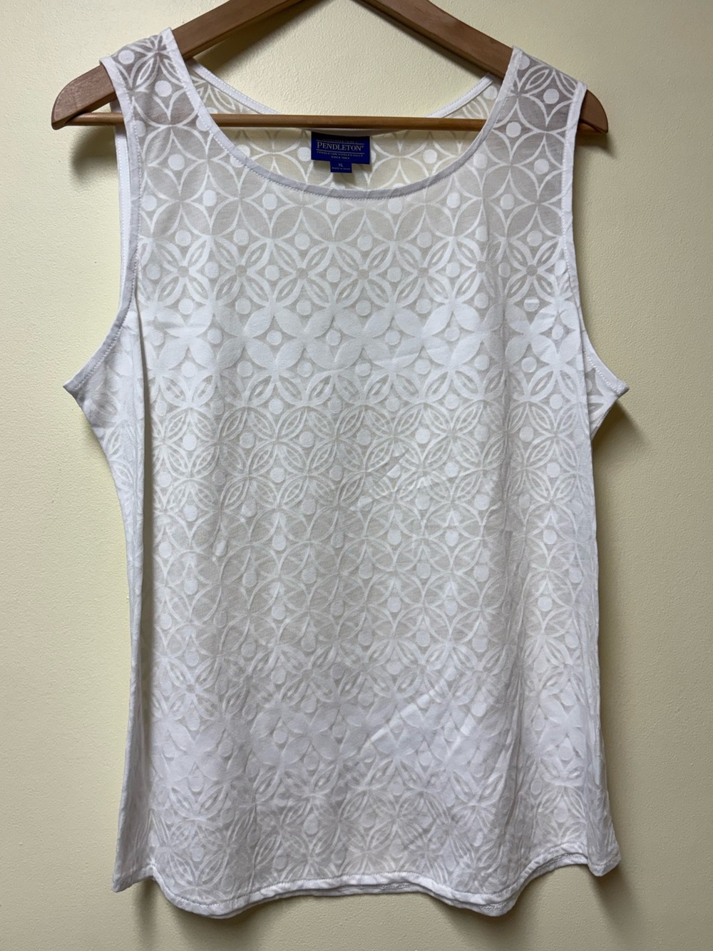 Vintage Pendleton Boho Light Lacy White Sheer Layering Tank - XL